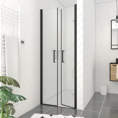 Obrázek produktu pro Sprchové dveře do niky Aurlane Black Calm 80 cm barva rámu černá dekor skla čiré sklo