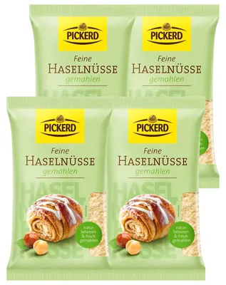 Produktbild von Pickerd Konditor Haselnüsse gemahlen schonend blanchiert 100g 4er Pack