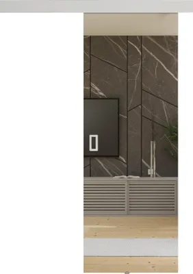 Produktbild von KIER FURNITURE Spiegel-Schiebetüren Komplettset MIRROR Sliding Door, Raumteiler Schiebetür 106x205x1,6 cm