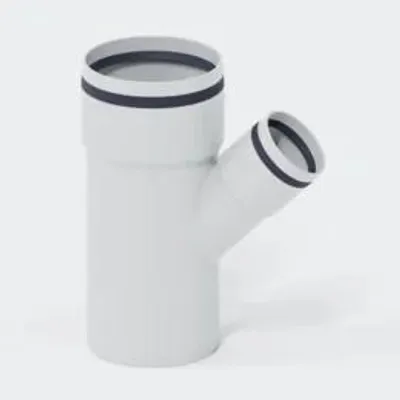 Obrázok produktu pre Odbočka POLOPLAST, priemer 90/50 mm, systém POLO-KAL 3S, materiál PP-MD, uhol 45°, biela, 1 kus.