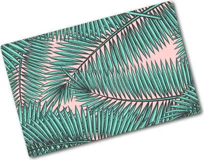 Produktbild von Tulup Glas Herdabdeckplatte - 80x52 cm - Glaskeramikkochfeld-Abdeckung Spritzschutz Glasabdeckplatte - Einteilig - Blumen & Pflanzen - Palmenblätter - Grün