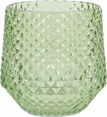Glas Windlicht Vintage, konisch, Diamant, in Lindgrün, 80 mm