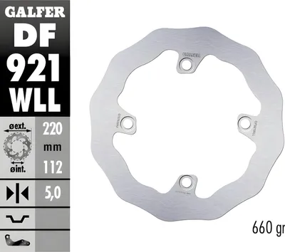 Obrázok produktu pre Brzdový kotúč Galfer DF921WLL WAVE® rigid Racing Solid rear 220x5mm pre Sherco SE RS Factory 2.5 i R Sixdays 3.0 SEF 4.5 125 - 500 ccm Bj. 2014 - 2025 Bj. 2014 - 2025