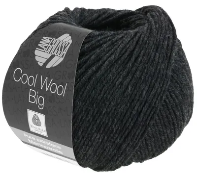 Zdjęcie produktu dla Lana Grossa Cool Wool Big 50 g łatwa w pielęgnacji przędza dziewiarska z bardzo cienkiej wełny merynosów 120 m kolor 618 - antracytowy