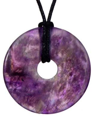 Productafbeelding van Morella damesketting, 80 cm, donut-vormige edelsteenhanger met amethist, geleverd in een fluwelen zakje