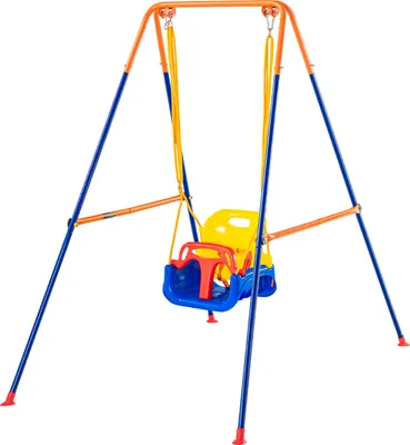 Immagine prodotto di SucceBuy Altalena per bambini 3 in 1, supporto in metallo pieghevole, 4 sacchi di sabbia, facile da montare per uso interno/esterno, portata 120 libbre
