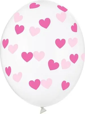 Immagine prodotto di Palloncini 30 cm, cuori, trasparenti (1 confezione / 6 pezzi)