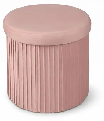 Produktbild von Relaxdays Hocker Samt, Sitzhocker mit Stauraum, gepolstert, faltbar, HxD: 38 x 38 cm, runder Beistellhocker, rosa