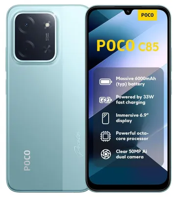 Image de Smartphone Xiaomi POCO C85 4G, 8 Go de RAM, 256 Go de stockage, écran 6,9 pouces à 120 Hz, processeur MediaTek Helio G81-Ultra, appareil photo 50 Mpx, batterie 6 000 mAh, vert