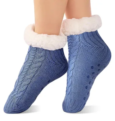 Produktbild von Kuschelsocken Damen Warme Stoppersocken Winter 36-44 Blau