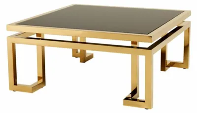 Image de Table basse de luxe Casa Padrino, style Art Déco, en verre doré et noir - 100 x 100 x hauteur 45 cm