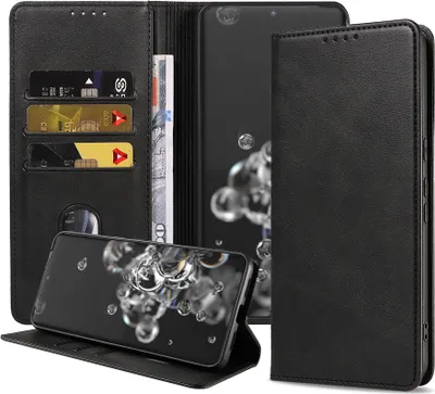 Produktbild von Smartphonica Samsung Galaxy S20 Ultra kunstleren  hoesje met magnetische sluiting en pashouders book case - zwart