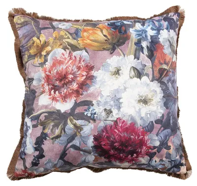 Produktbild von Clayre & Eef Dekokissen 45x45 cm Rosa Weiß Synthetisch Blumen