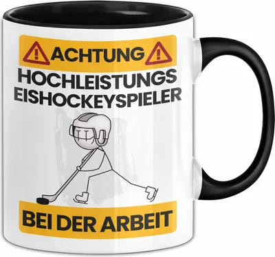Produktbild von Eishockeyspieler Tasse Geschenk Lustiger Spruch Geschenkidee für Eishockeyspieler Achtung Hochleistungs Eishockeyspieler Bei Der Arbeit (Schwarz)