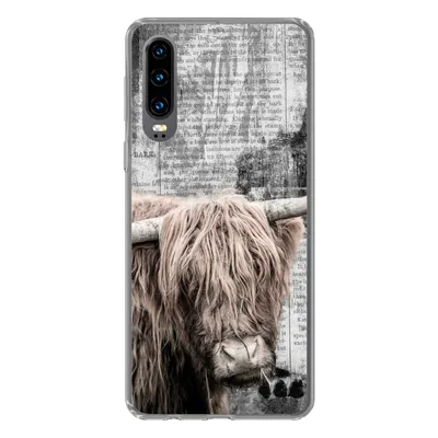 Produktbild von MuchoWow® Handyhülle Schutzhülle Hülle für Huawei P30 Schottischer Hochländer - Vintage - Text Silikon Softcase Handy Hülle - Kartenbesitzer