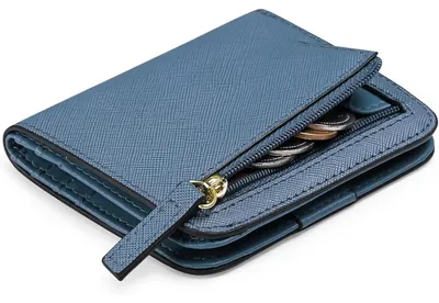 Productafbeelding van Damenportemonnee, klein, met RFID-bescherming, leer, blauw, met muntvak