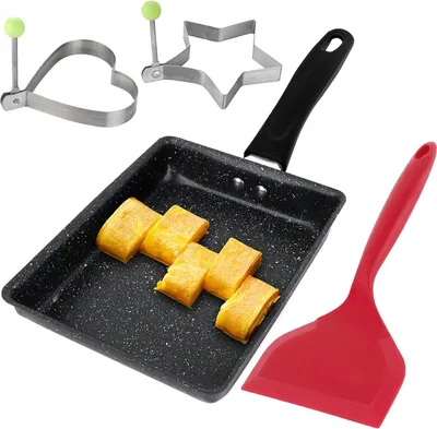 Productafbeelding van Japanse omeletpan - Mini-antiaanbakpan voor Tamagoyaki - inclusief panoptilter en eierhaker