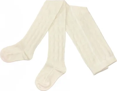Produktbild von Kinderstrumpfhosen für Mädchen aus Baumwolle Große Rhombe Creme Größe 92-98