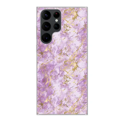 Produktbild von MuchoWow® Handyhülle Schutzhülle Hülle für Samsung Galaxy S22 Ultra Gold - Marmor - Muster - Lila Silikon Softcase Handy Hülle - Abbildung