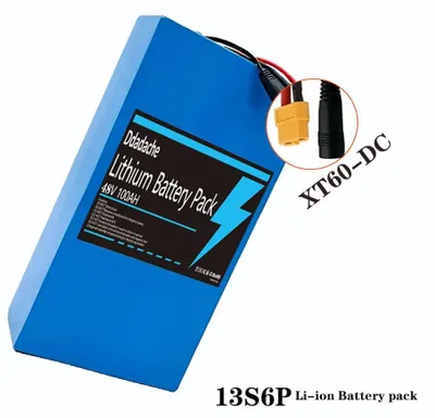 Produktbild von 18650 Akku Pack - 13S6P 48V 100Ah - Li-Ion - 2000W Citycoco E-Scooter - Integriertes 50A BMS - XT60 + DC-Ladeanschluss