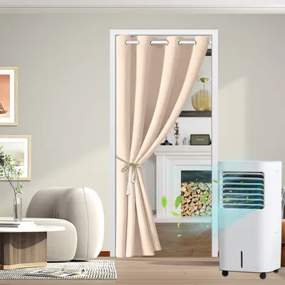 Produktbild von 132x244cm Verdunkelung Türvorhang mit Öse, Thermoisolierte Vorhänge, Beige