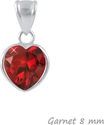 Produktbild von Zirkonia Herz Anhänger 925 Silber mit / ohne Kette für Damen & Kinder Garnet 8 mm ohne Kette