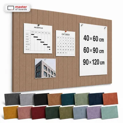 Produktbild von Filz Pinnwand Groove Board schallabsorbierend als Memoboard & Fotowand Dunkel-Kamel 60 x 90 cm