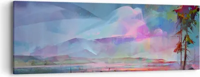 Produktbild von Bild auf Leinwand - Leinwandbild - Berge Baum Wasser - 90x30cm - Wand Bild - Wanddeko - Wandbilder - Leinwanddruck - Bilder - Kunstdruck - Wanddekoration - Leinwand bilder - Wandkunst - AB90x30-3919