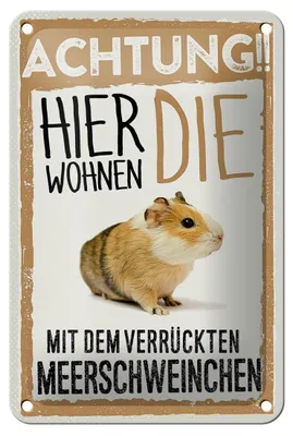Produktbild von Blechschild Spruch 12x18cm Tiere Achtung hier Meerschweinchen Schild
