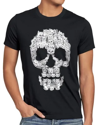 Produktbild von style3 Cat Skull Herren T-Shirt totenkopf kater katzen mieze