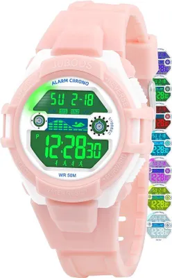 Productafbeelding van Juboos Kinderhorloge met armband, analoog quartz horloge voor jongens en meisjes, lichtfunctie, 50M waterdicht