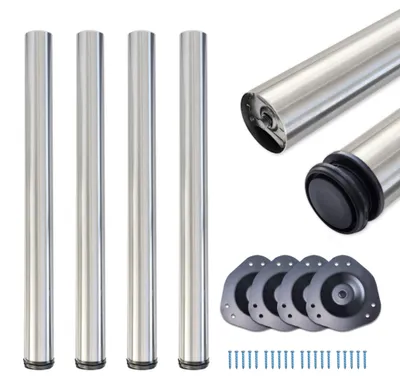 Produktbild von 4x sossai Standard Tischbeine im Edelstahl-Design 71cm / Ø60 mm höhenverstellbare Tischfüße