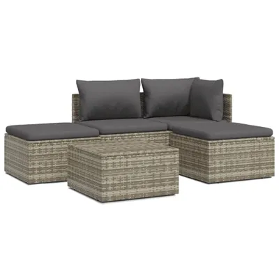 Obrázek produktu pro vidaXL 5dílná zahradní souprava s polštáři Grey Poly Rattan