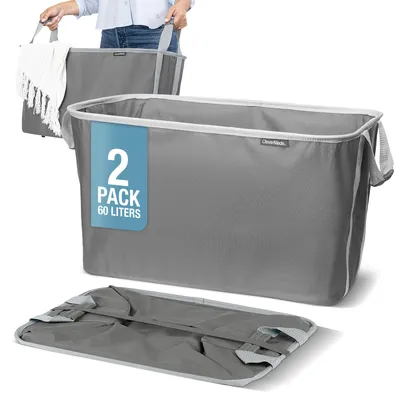 Productafbeelding van Cleverklapbare wasmanden, antraciet/steenkleur, 2 stuks, 60 liter