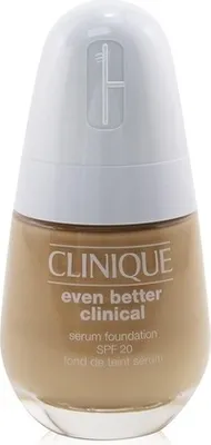 Zdjęcie produktu dla Clinique Even Better Clinical Foundation SPF 20, Buteleczka z pompką, Płynny, Skóra mieszana, Skóra normalna, Skóra tłusta, Rozjaśniający, Matujący, Nawilżający, Wygładzający, Odcień fair skin, Chłodny