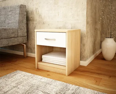 Image de Table de chevet LUAN – chêne sonoma / blanc