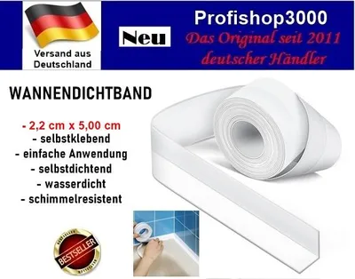 Produktbild von GKA Wannendichtband 2,2 cm x 5,0 m Badezimmer Dusche Wanne Küche Fugenband selbstklebend Dichtband