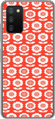 Produktbild von MuchoWow® Handyhülle Schutzhülle Hülle für Telefoonhoesje Samsung Galaxy A03s Blumen - Muster - Rot Silikon Softcase Handy Hülle - Schutz