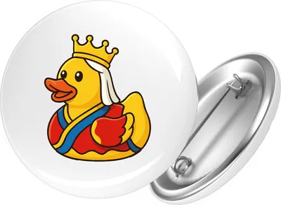 Produktbild von Huuraa Button Quietscheente Königin Gummiente Queen 25mm rund mit Sicherheitsnadel Ansteckbutton Geschenkidee
