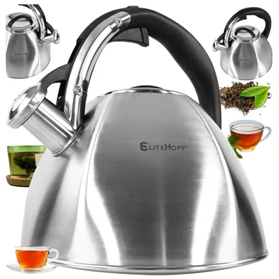 Produktbild von ELITEHOFF Traditioneller Edelstahl-Wasserkocher mit Pfeife 3,0L Induktion Satiniert