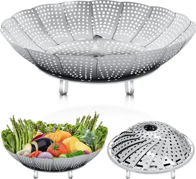 Produktbild von Dampfgareinsatz: Dampfgar-Einsatz für alle Töpfe von 18 bis 27 cm (Dampfgarereinsatz) FüR KochtöPfe GemüSedäMpfer Zusammenklappbar Steamer Insert FüR Alle KochvorgäNge