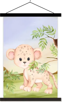 Produktbild von MuchoWow® Textilposter Dschungel - Tiere - Jungtier 40x60 cm mit schwarzem Rahmen - Wanddekorationen