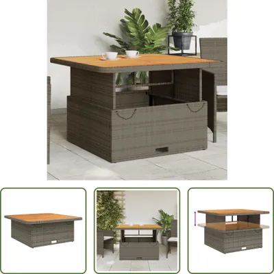 Obrázek produktu pro The Living Store zahradní stůl šedý 110x110x71 cm polyratan a akáciové dřevo
