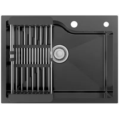 Produktbild von Cecipa Max Edelstahl Handgefertigte Küchenspüle, 60 x 45 x 18, Verschleißfest und korrosionsbeständig, Leicht zu reinigen, Schwarz