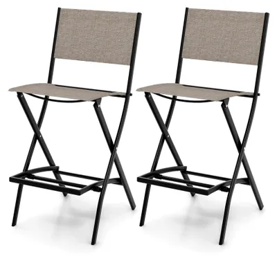 Produktbild von Klappbarer Gartenstuhl, 2er Set Balkonstuhl aus Metall bis 150 kg belastbar