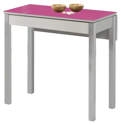 Ausziehbare Keukentafel, Glas, Fuchsia, 90x50 cm