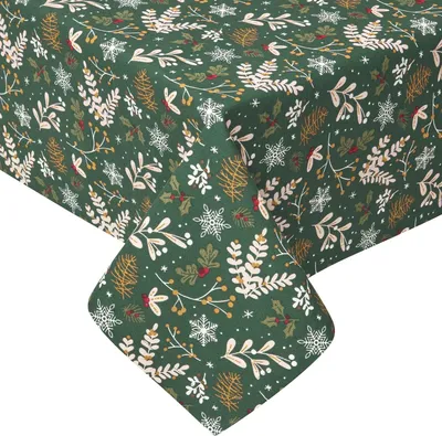 Produktbild von HOMESCAPES Festive Forest 100% Baumwolle Runde Grüne Weihnachtstischdecke 178 cm