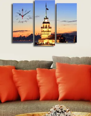 Produktbild von Opviq, 3PATCS- CLA2660, Bunt, Wanduhren, 66 x 45 cm, 100% Wildleder -Leinwand