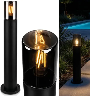 Obrázok produktu pre LUMILED svetlo na cestu vonkajšie svetlo na stĺpik z dymového skla 60 cm IP54 odolné proti striekajúcej vode zásuvka E27 max. 13 W vonkajšia stojacia lampa stojaca lampa vonkajšie svetlo vonkajšie osvetlenie záhradné svetlo svetlo na cestu vonkajšie stojaca lampa