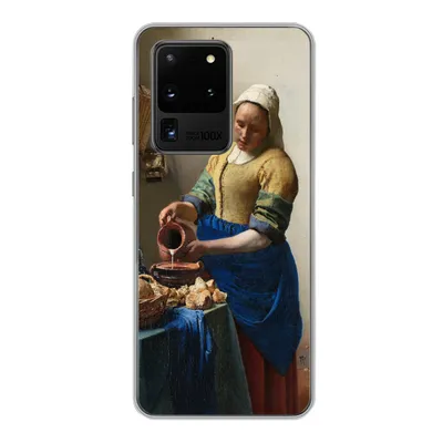 Produktbild von MuchoWow® Handyhülle Schutzhülle Hülle für Samsung Galaxy S20 Ultra Das Milchmädchen - Johannes Vermeer Silikon Softcase Handy Hülle - Karteninhaber